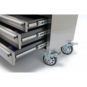 Edelstahl Werkstattwagen mit 7 Schubladen u einem Schrankfach 122 x 48,5 x 70 cm