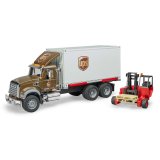 drehen-fraesen-bohren.de BRUDER Spielzeug MACK Granite UPS Logistik LKW mit Mitnahmestapler Stapler 02828