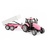drehen-fraesen-bohren.de Kids Globe Spielzeug Traktor + Anhänger rosa m. Rückziehfunktion Light  and amp; Sound